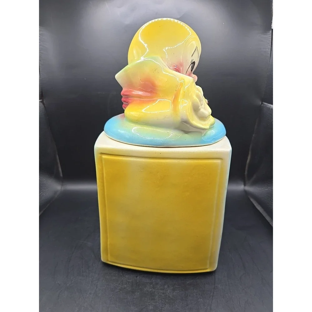 American Bisque Cookie Jar Vintage Clown On Block